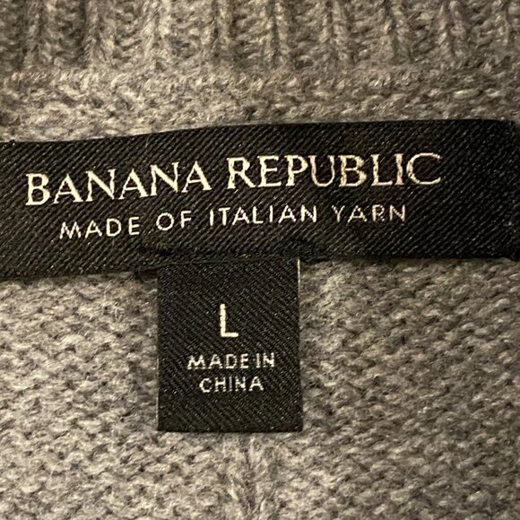 Banana Republic Italian Wool Cable Knit Sweater Sz L Fisherman Old Money Preppy - Picture 11 of 15